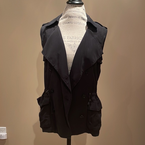 Banana Republic Lyocell safari style oversized cinch waist long vest top - Picture 2 of 7